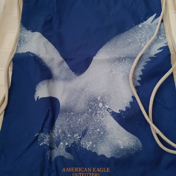 American Eagle Vintage Spring Break '07 Blue Drawstring Backpack - Picture 2 of 7